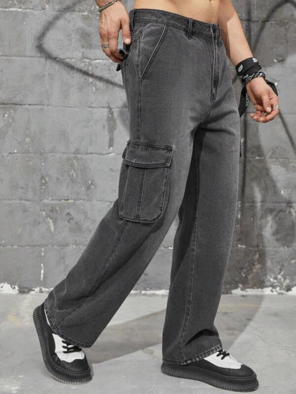 KOTTY Mens's Trendy Denim Cargo Jeans