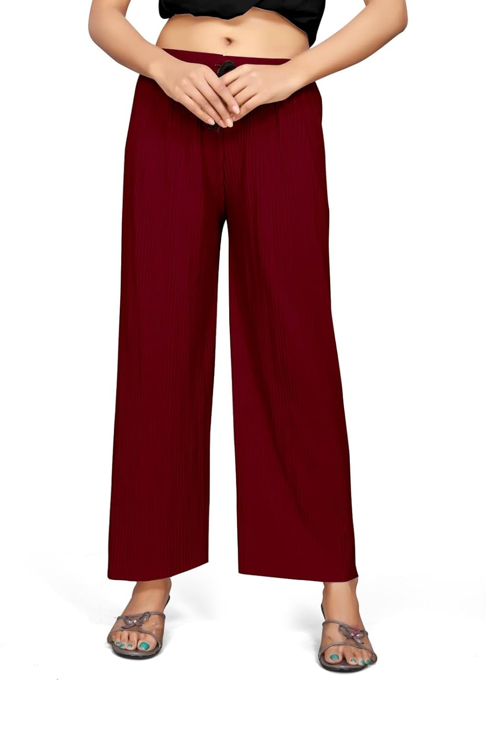 Qkenshit Women's Lycra Palazzo - Stretchable