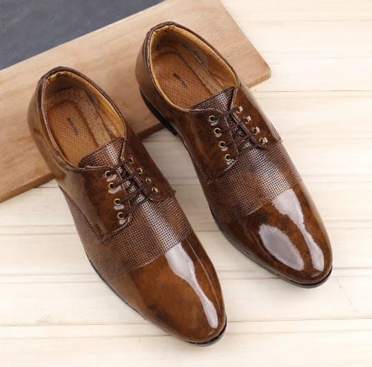 DE LOYON Men's Patent Leather Derby Formal Shoes - alphahostel.in