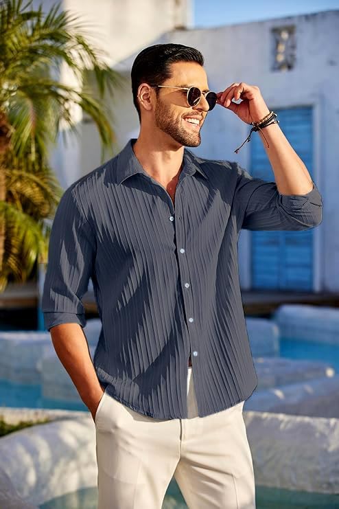 KEMLA Men's Casual Button Down Shirts Long Sleeve
