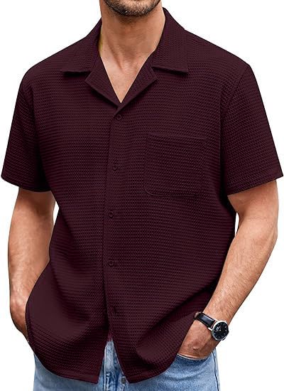 ColorChakra Casual Waffle Knit Shirt for Men