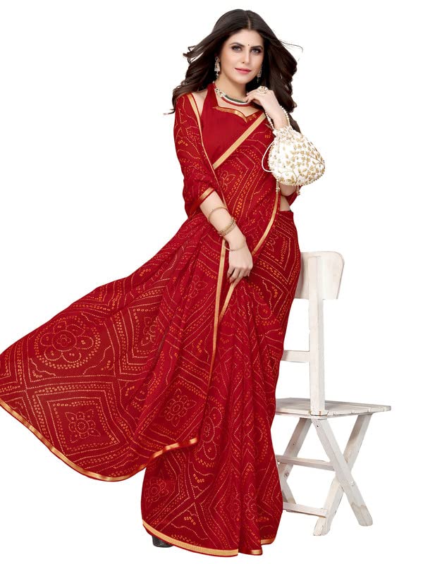 SIRIL Women's Chiffon Printed Saree with Blouse Piece