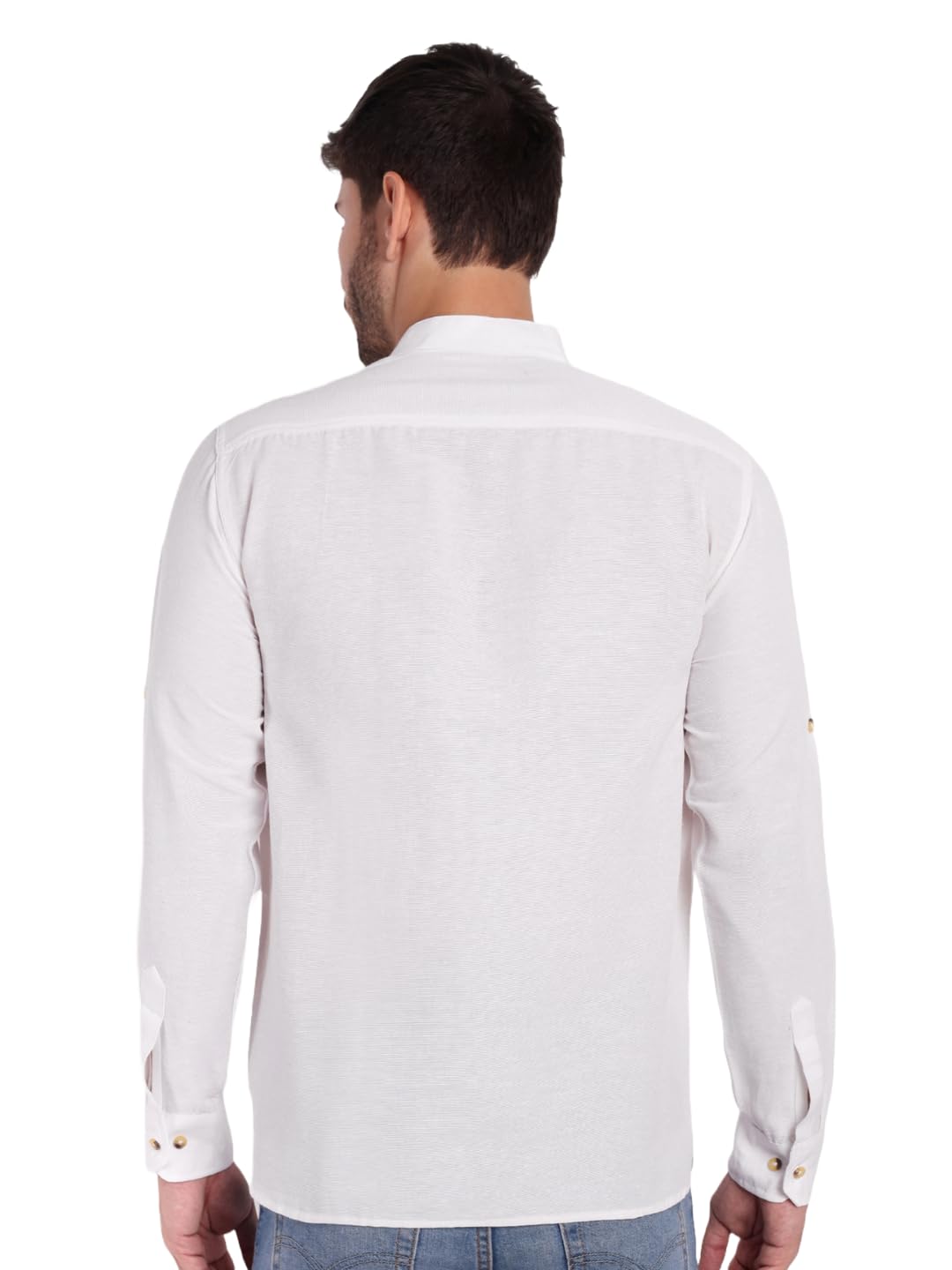 KNIGHT VICTORY Men Solid Cotton Linen Straight Kurta