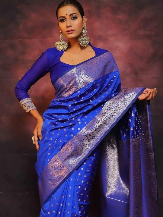 Women's Cotton Silk Woven Saree with Blouse Material
