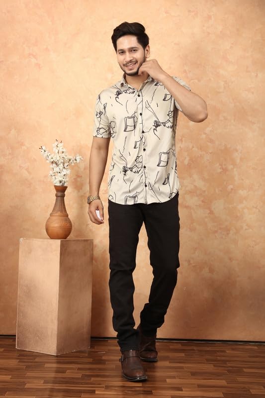 MART Men's Printed Lycra Half Sleeve Shirt Fashionable