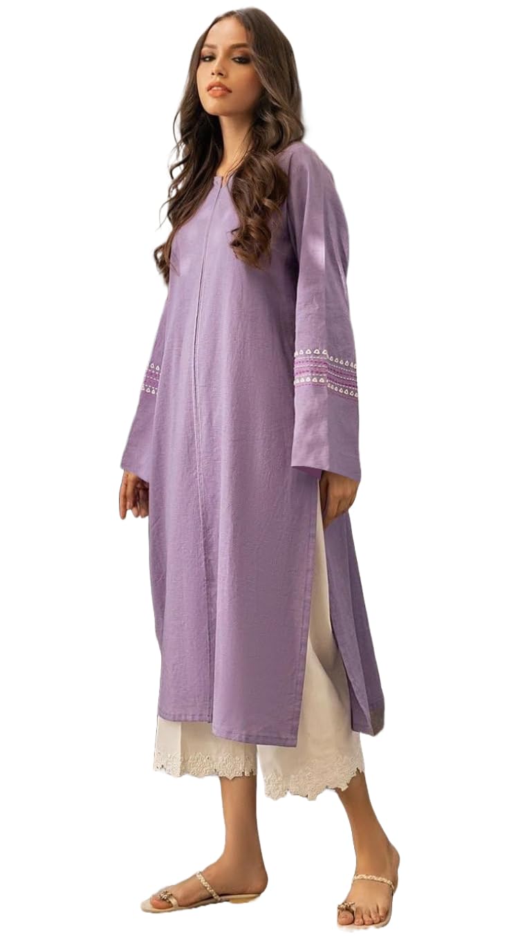 Women's Rayon Viscose Straight Solid Pakistani Kurta