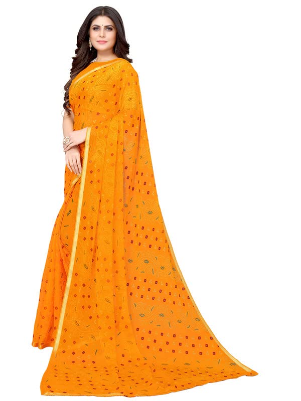 SIRIL Women's Chiffon Printed Saree with Blouse Piece