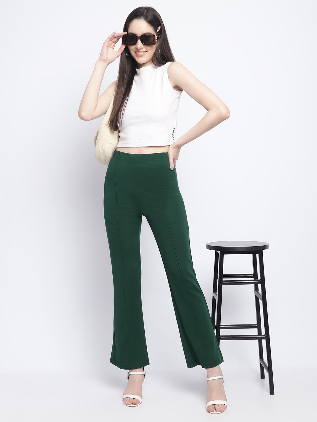 Jinax Women's Relaxed Fit Flat-Front Trousers, Elastic