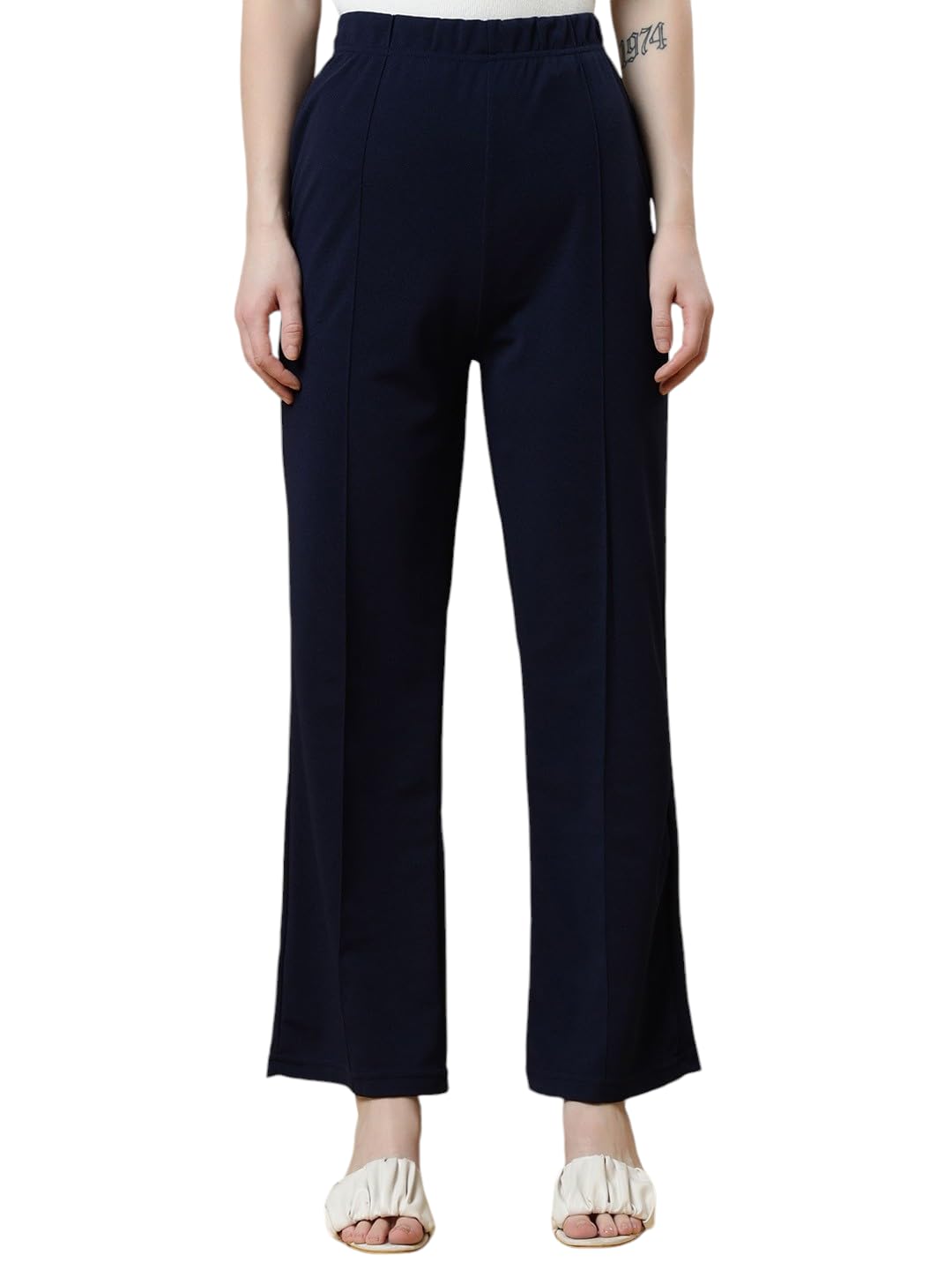 Qyaas Women's Classic Trouser Pants, High Waist