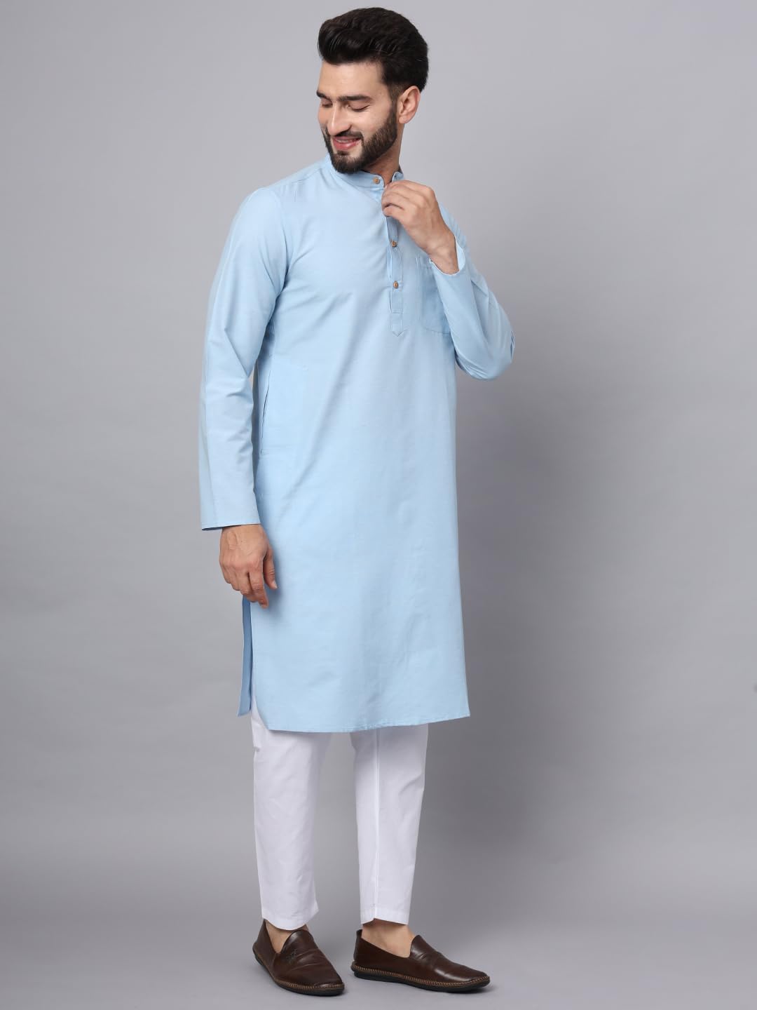 CHIKAN Men's Cotton Regular Premium Long Kurta