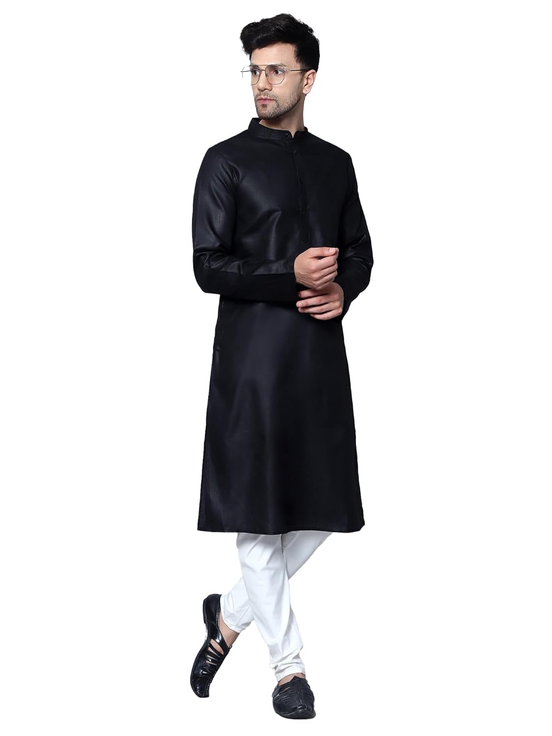 LATEST CHIKAN Men's Cotton Blend Solid Long Kurta