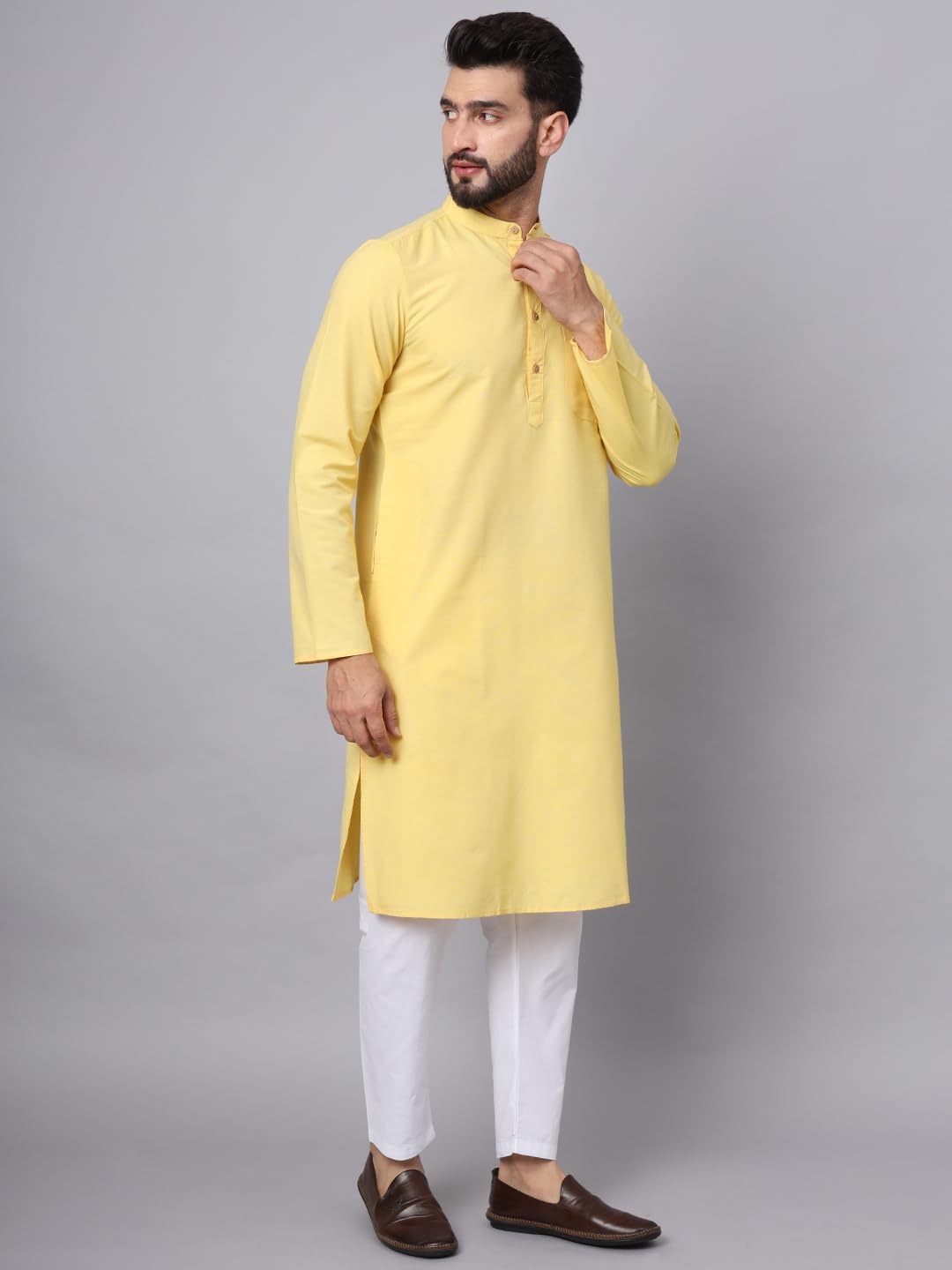 CHIKAN Men's Cotton Regular Premium Long Kurta