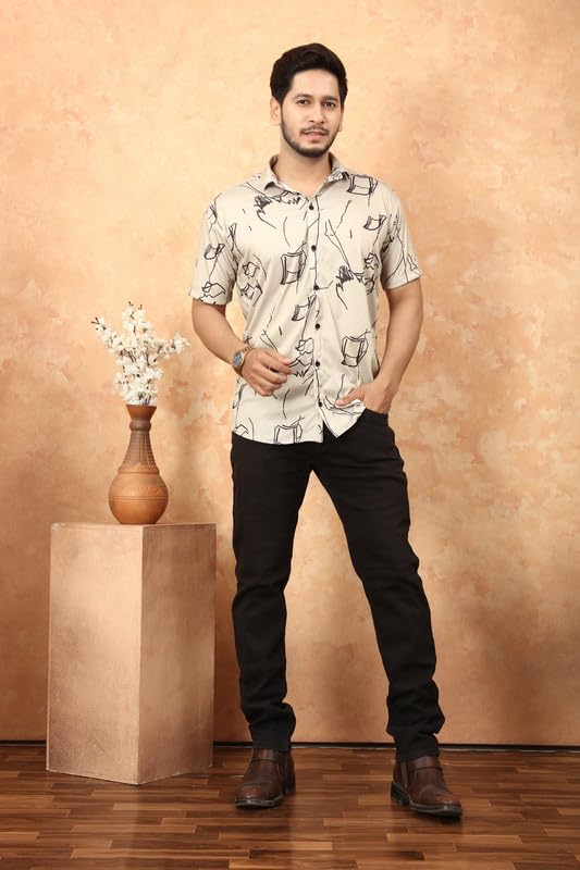 MART Men's Printed Lycra Half Sleeve Shirt Fashionable