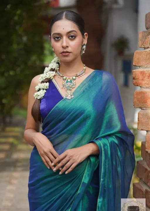 Rainbow Clothing,Womens Soft Tissue Silk Solid Saree