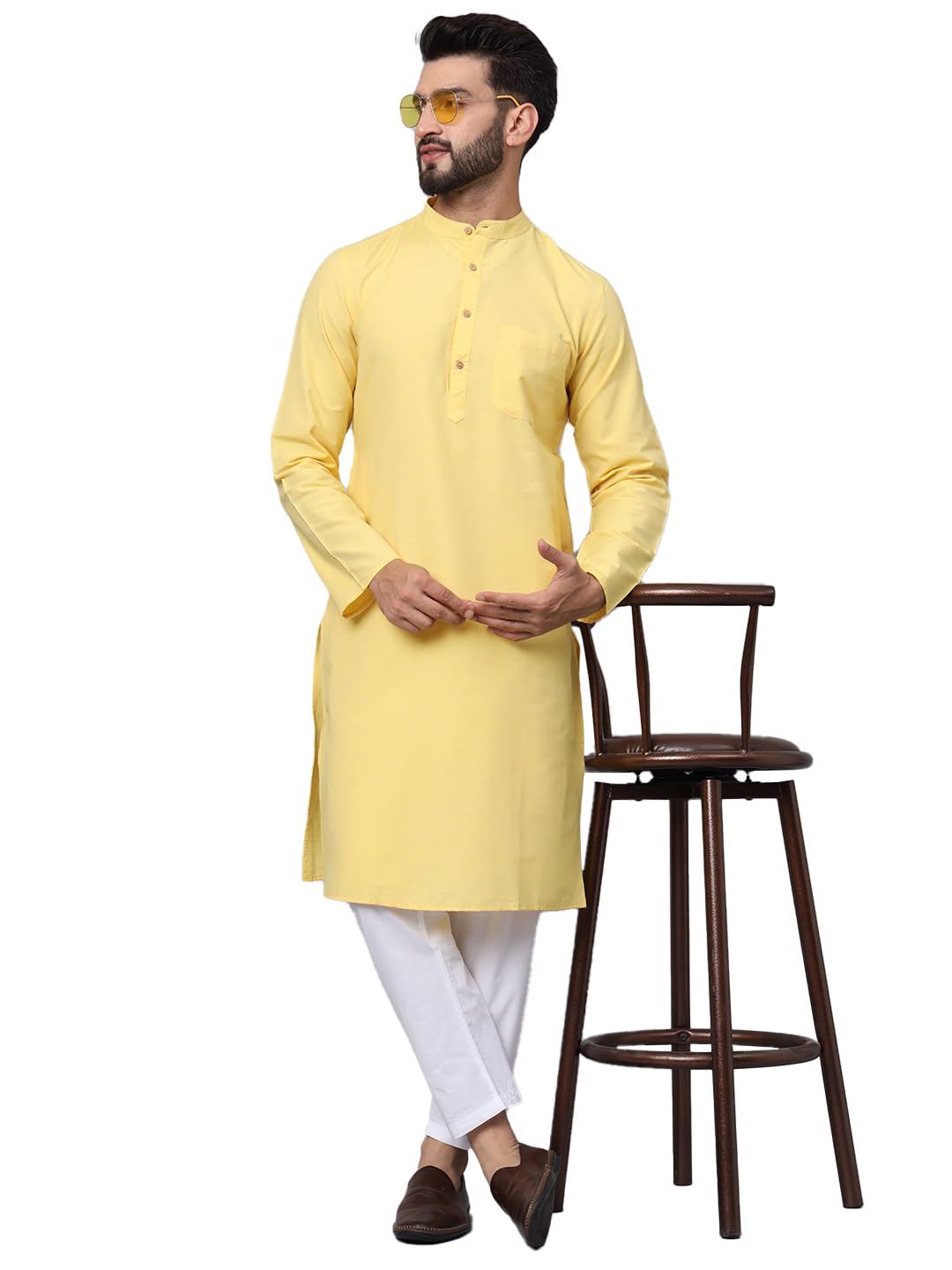 CHIKAN Men's Cotton Regular Premium Long Kurta