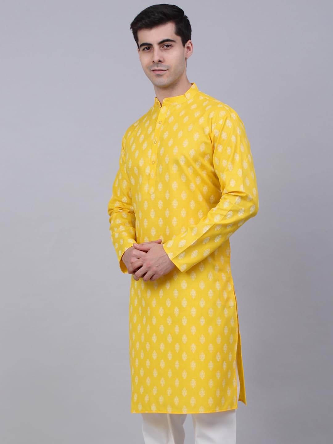 Jompers Men's Cotton Floral Printed Kurta