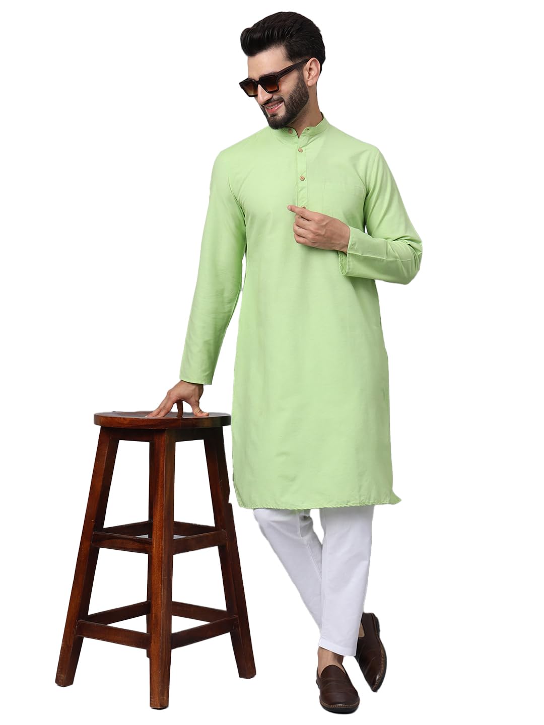 CHIKAN Men's Cotton Regular Premium Long Kurta