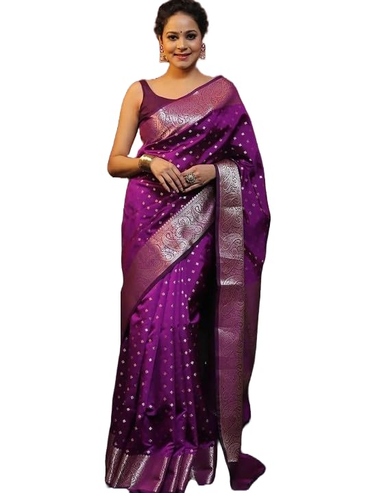 Women's Cotton Silk Woven Saree with Blouse Material