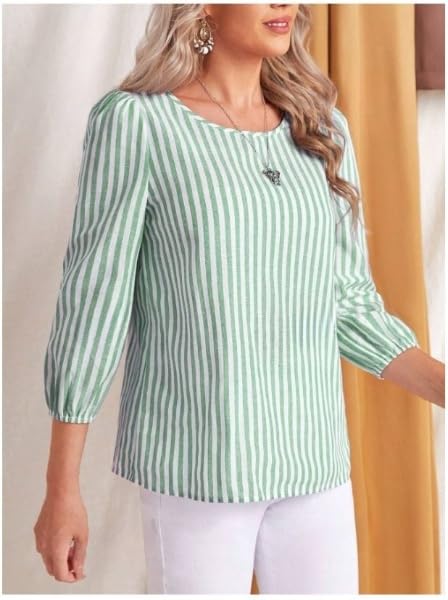 JC JUMMY COUTURE Striped Print Round Neck Blouse