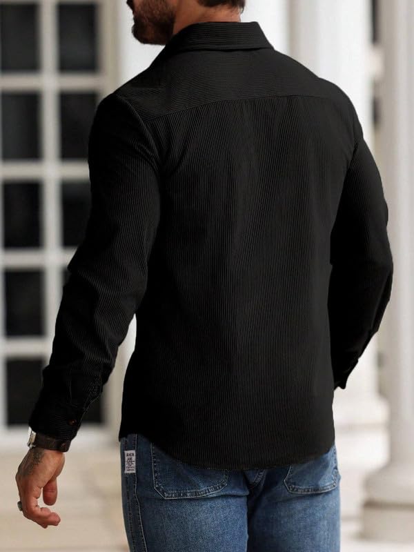MiraMichi Corduroy Men's Full Sleeve Casual Striped