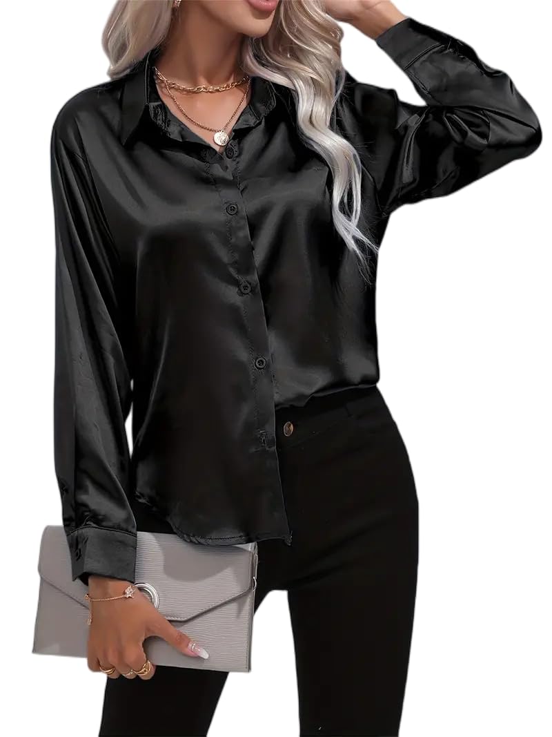 IndoPrimo Shirt for Women | Women Shirt | Shirt for Women | Full Sleeve Shirt for Women | Satin Shirt for Women | Western Shirt for Women Stylish | Shirt for Girls