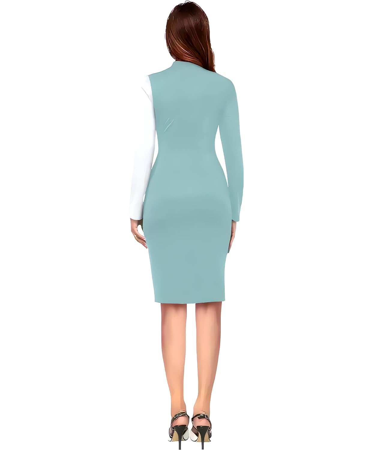 ZELZIS Women Polyester Colourblock Western Bodycon One Piece Dress (Classic Coller with Comfortable Belt)