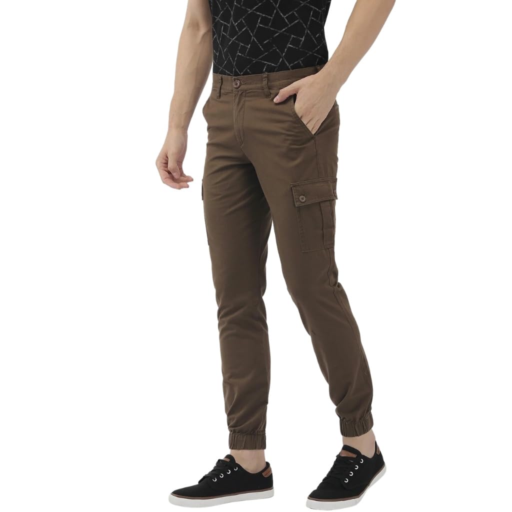 The Indian Garage Co Men's Slim Fit Mid Rise Cargo Pant