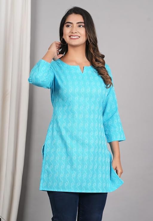 HION HILS Traditional Cotton Print Kurta Office Short Kurti