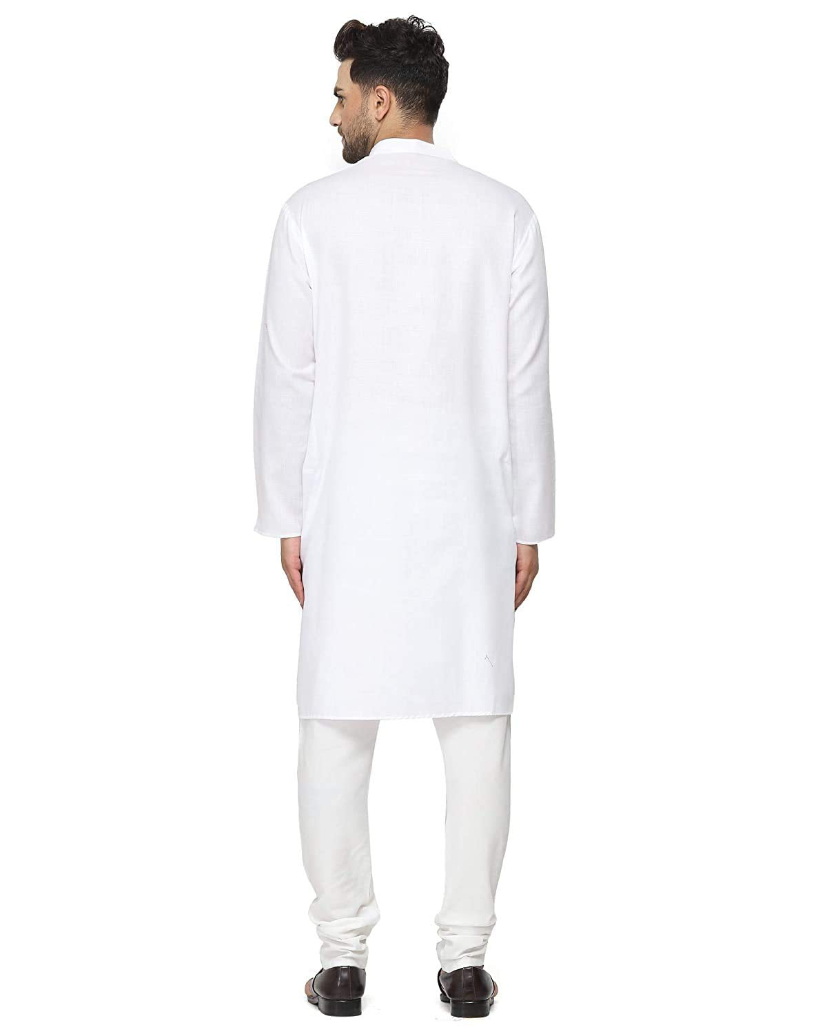 Enmozz Men's Plain Solid Cotton Blend Kurta