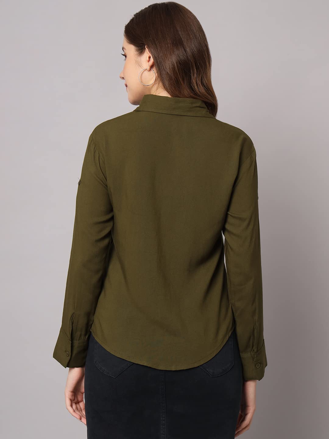 FUNDAY FASHION Women's Rayon Blend Regular Fit Solid Casual/Formal Button Shirt
