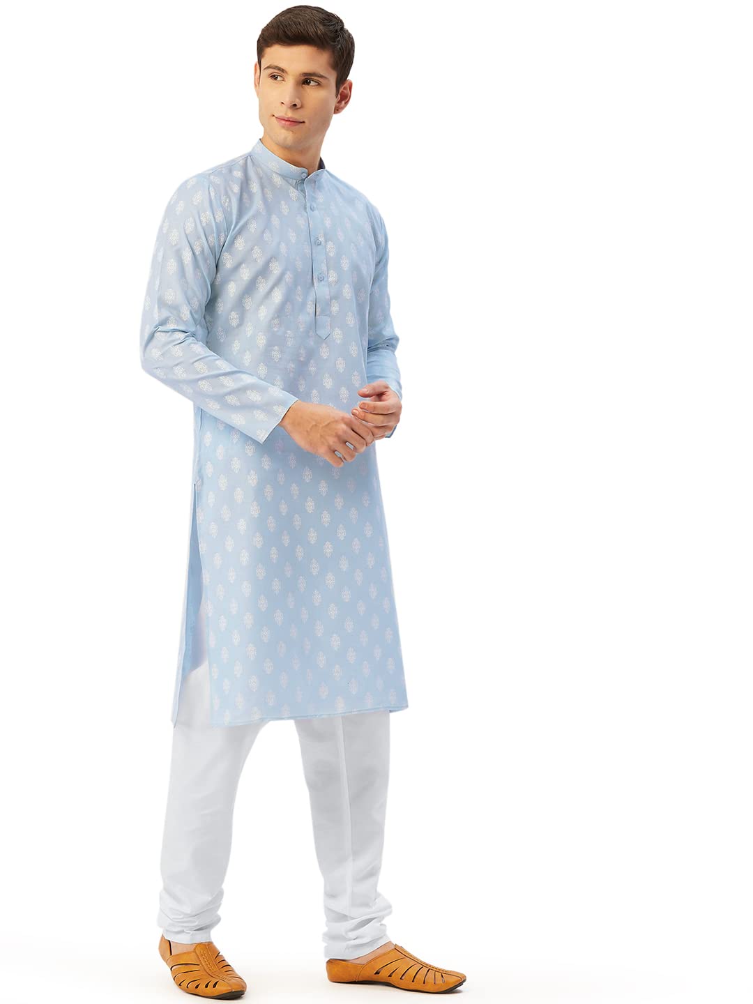 Jompers Men's Cotton Floral Printed Kurta