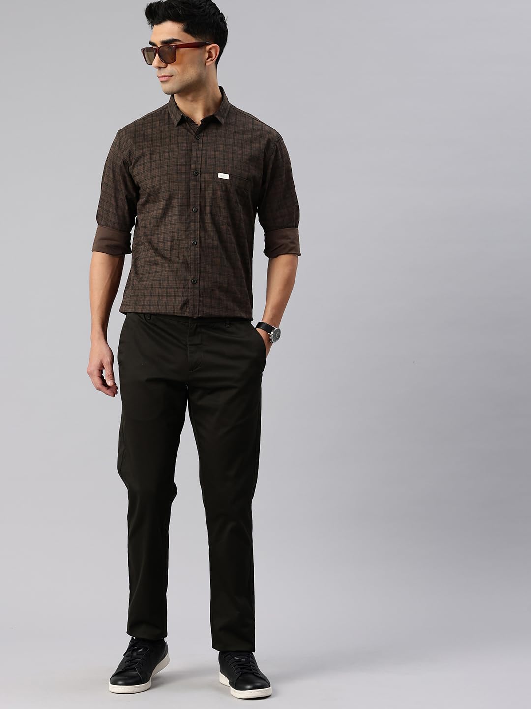 Majestic Man Cotton Checkered Slim Fit Casual Shirt