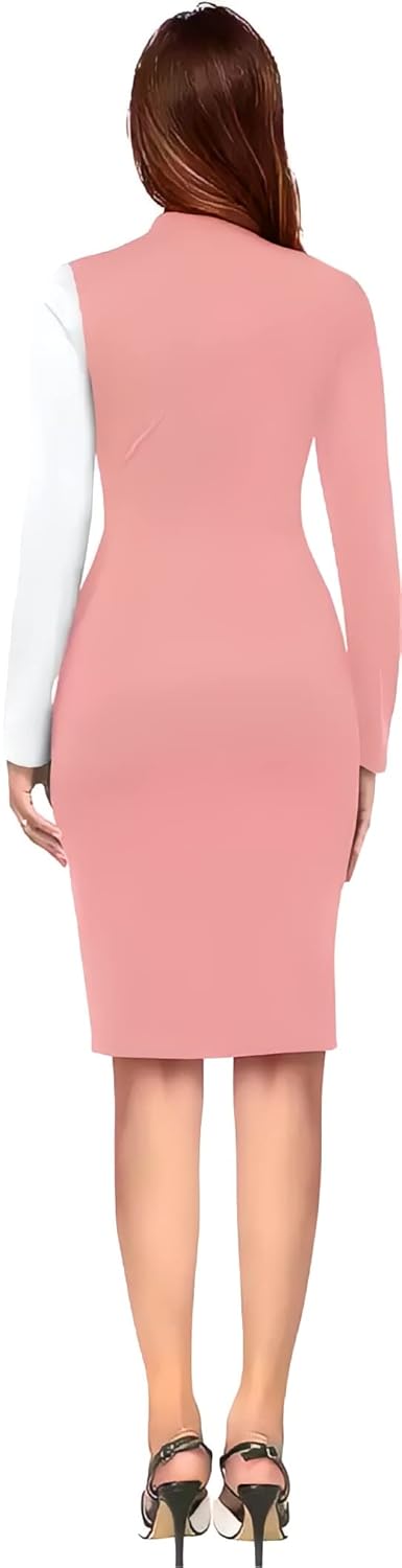 ZELZIS Women Polyester Colourblock Western Bodycon One Piece Dress (Classic Coller with Comfortable Belt)
