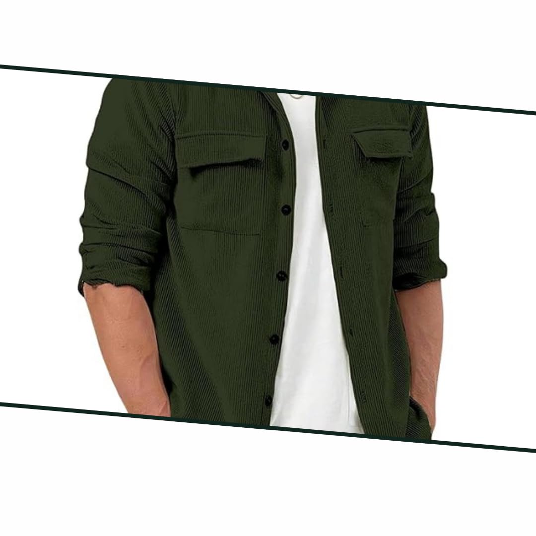MiraMichi Corduroy Men's Full Sleeve Casual Striped