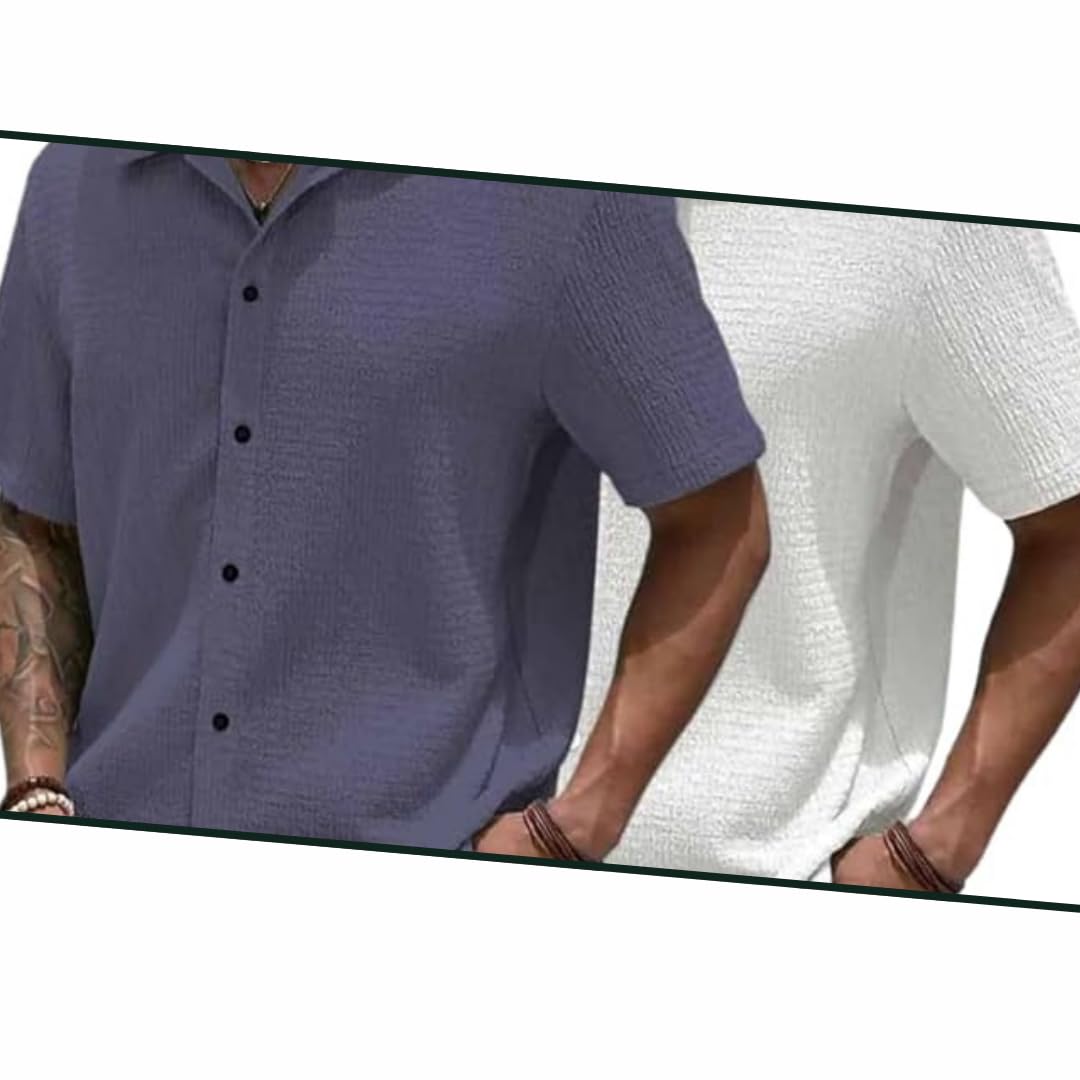 MiraMichi Men's Slim Fit Half Sleeve Polycotton Casual