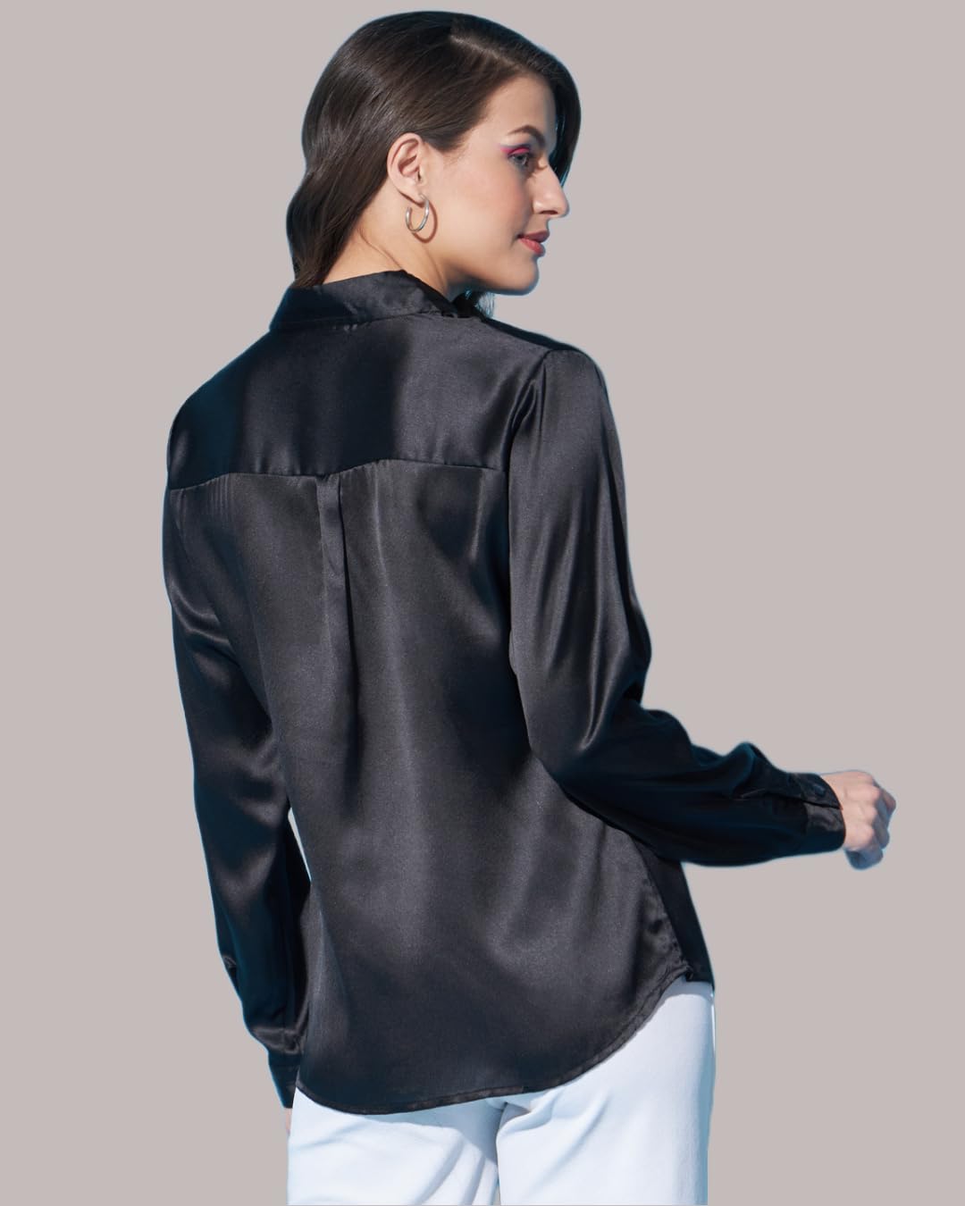 FUNDAY FASHION Women Solid Formal Satin Regular Fit Shirt