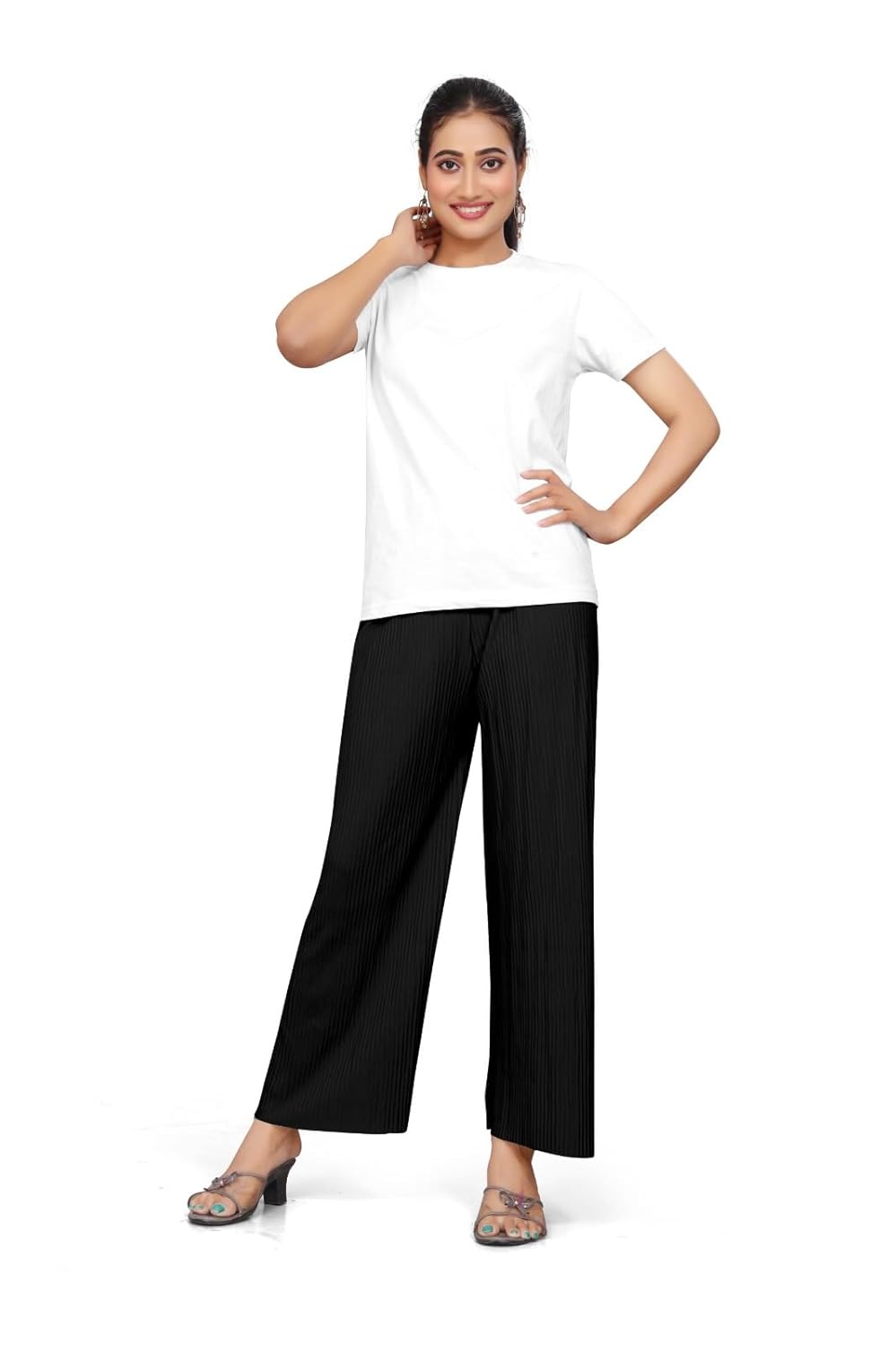 Qkenshit Women's Lycra Palazzo - Stretchable