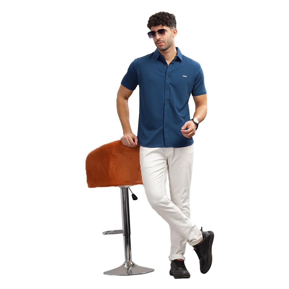 Parcel Yard Men's Airforce Self Design Shirt with Collar