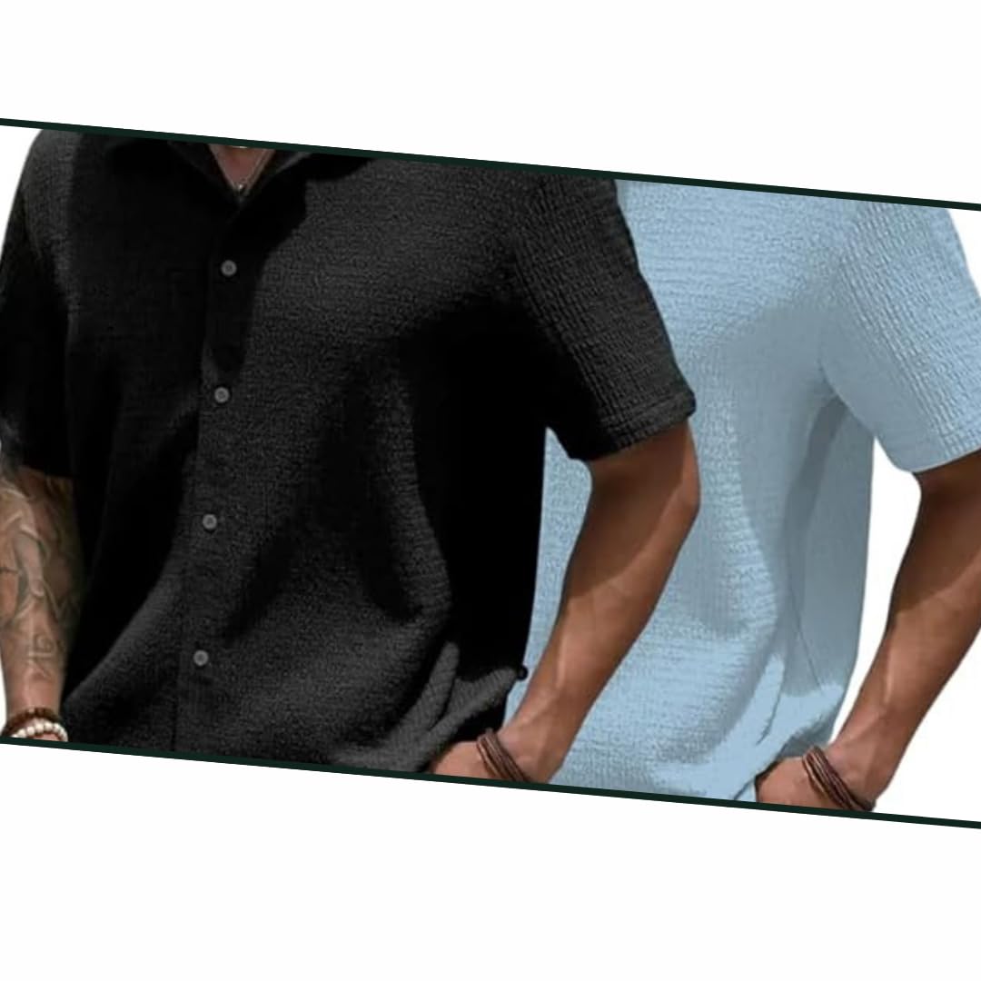 MiraMichi Men's Slim Fit Half Sleeve Polycotton Casual
