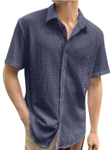Pinkmint Popcorn Shirt for Men Soild Slim Fit Sleeve