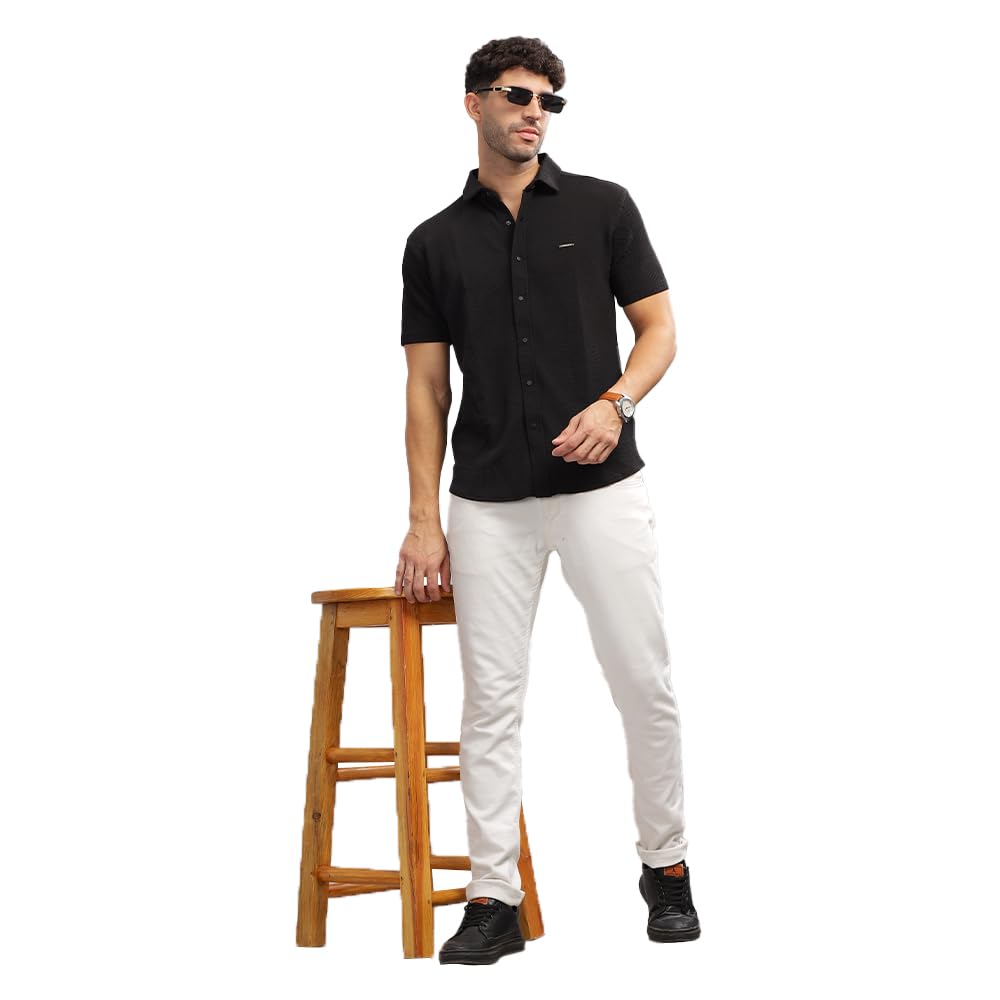 Parcel Yard Men's Airforce Self Design Shirt with Collar