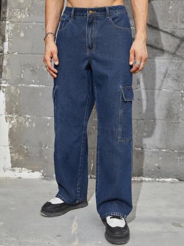 KOTTY Mens's Trendy Denim Cargo Jeans
