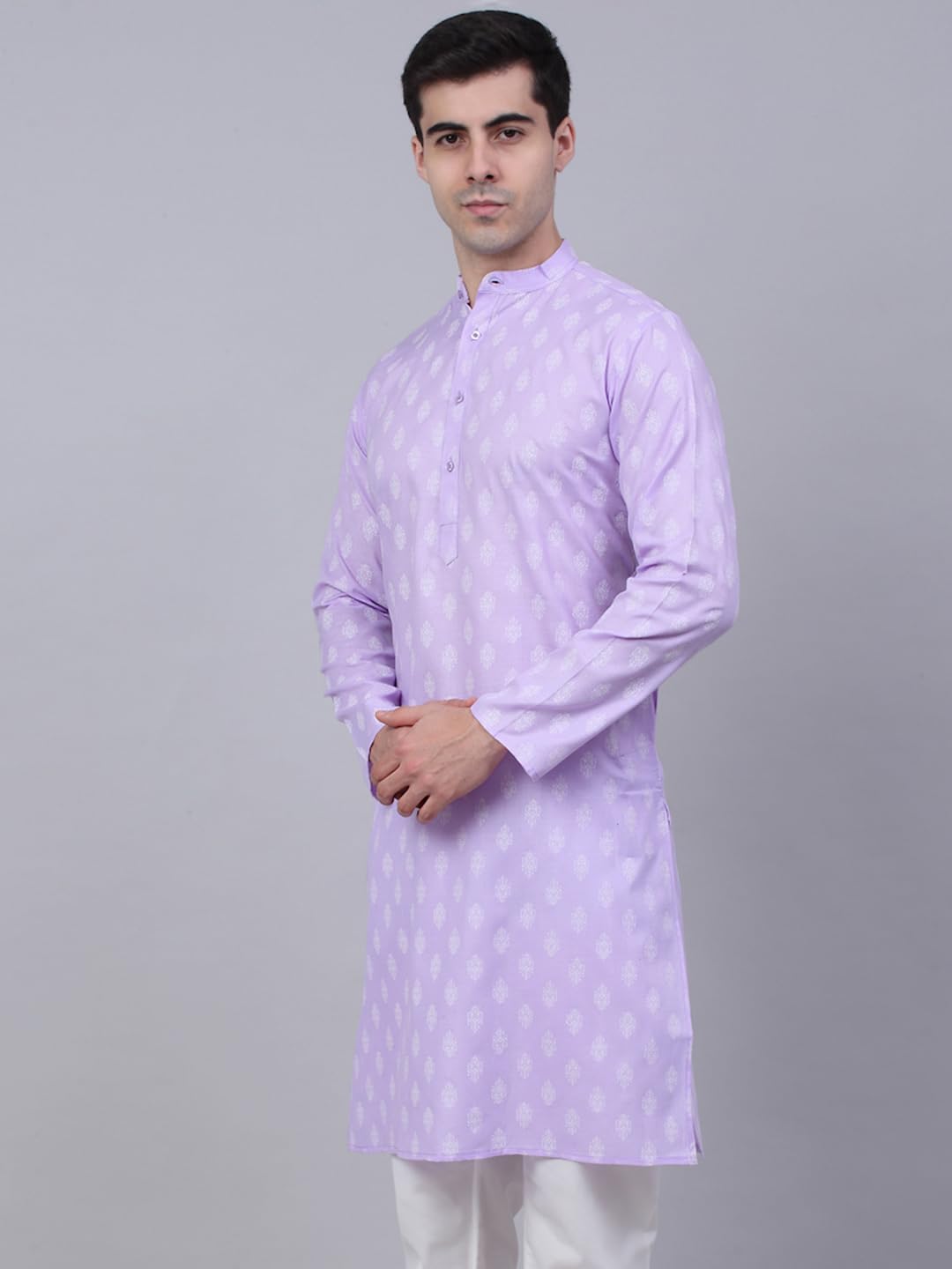 Jompers Men's Cotton Floral Printed Kurta