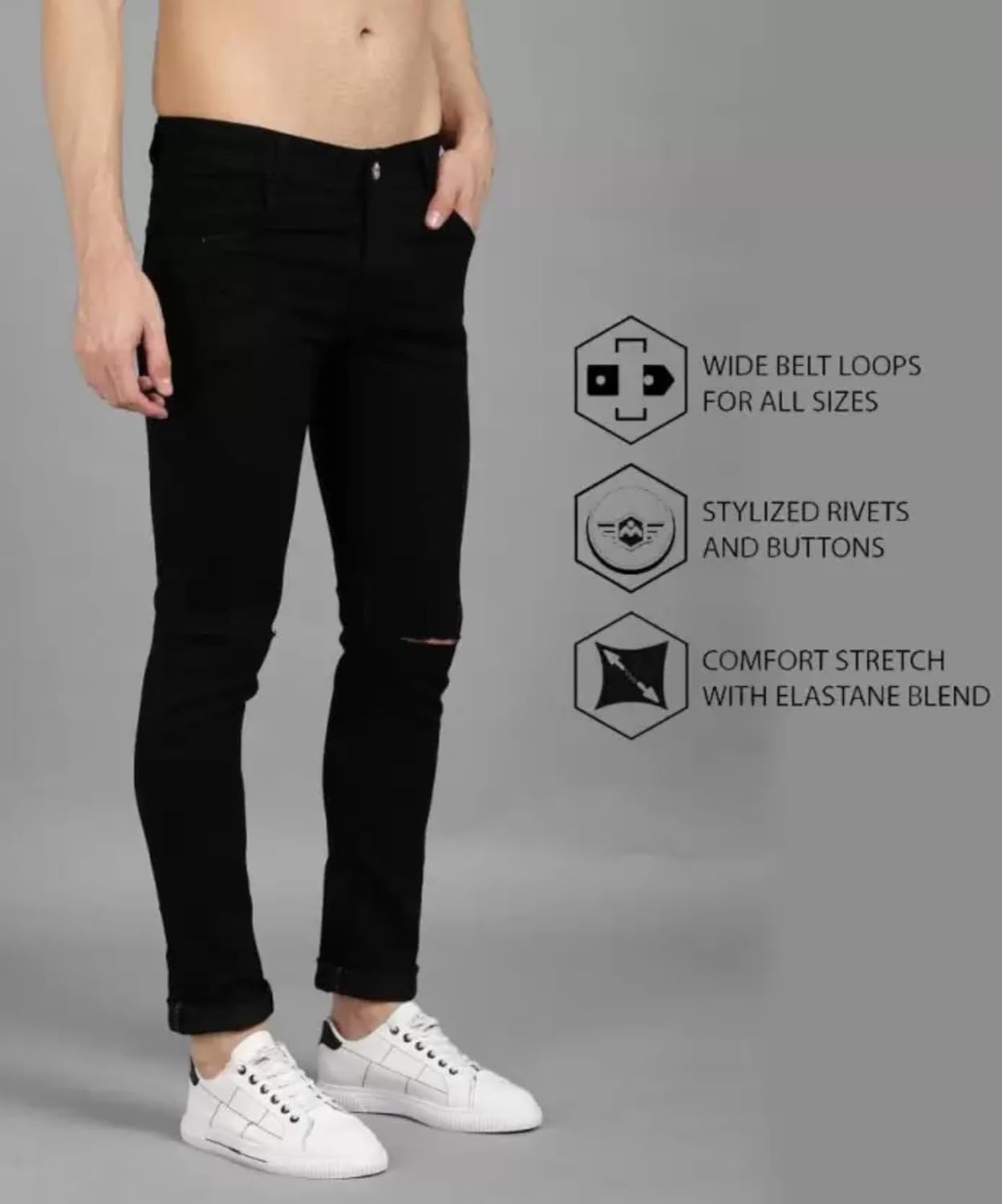 PYKAR Mens Jeans Stretchable Cotton Fabric Regular Fit