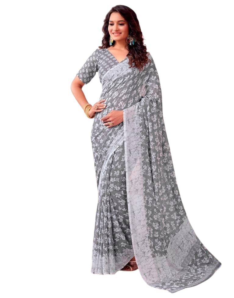 FASHION Women's Georgette Floral Printed Saree
