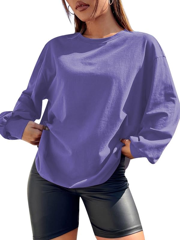 CHKOKKO Oversized Round Neck Drop Shoulder Solid