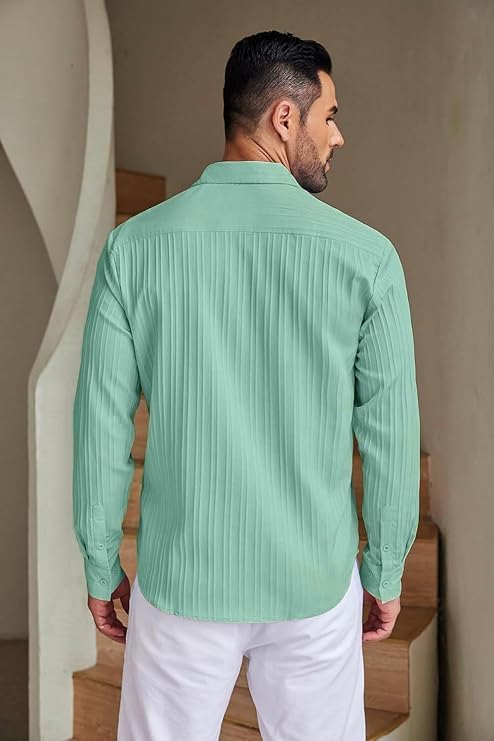 DEELMO Men's Casual Button Down Shirts Long Sleeve