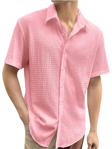 Pinkmint Popcorn Shirt for Men Soild Slim Fit Sleeve