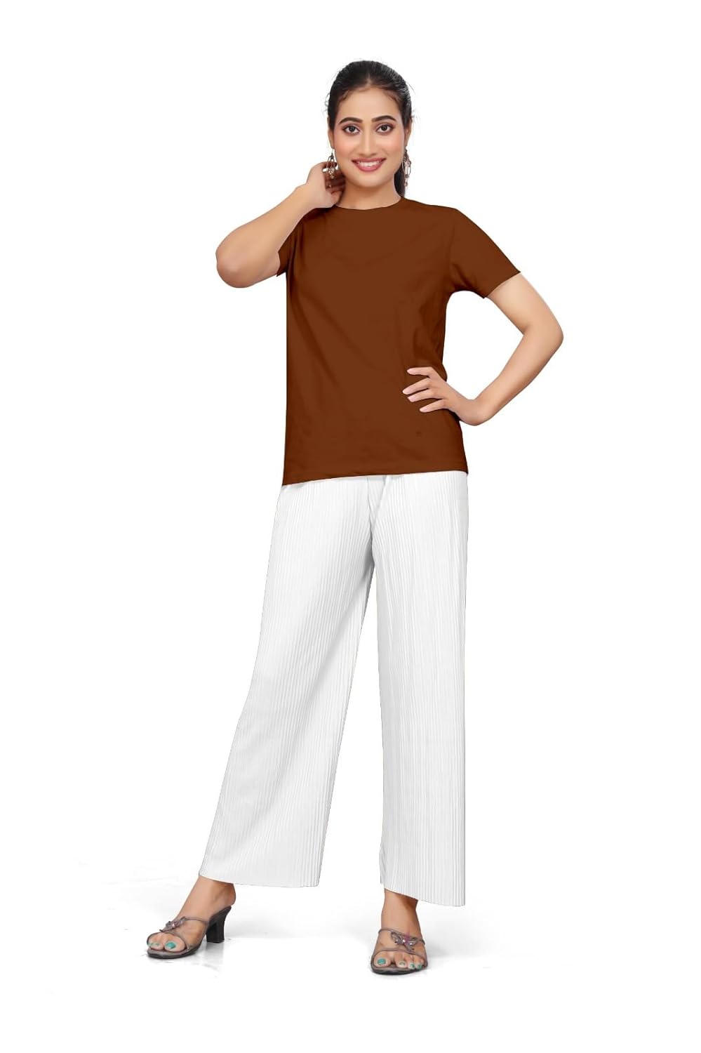 Qkenshit Women's Lycra Palazzo - Stretchable