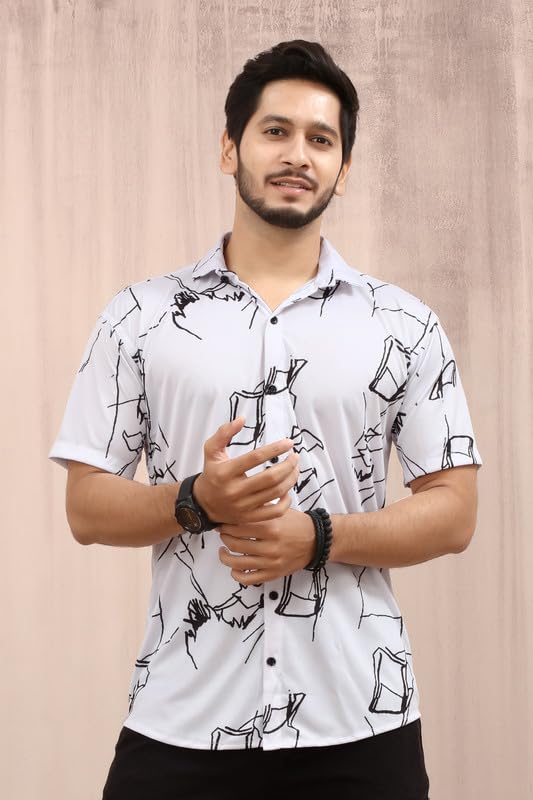 MART Men's Printed Lycra Half Sleeve Shirt Fashionable